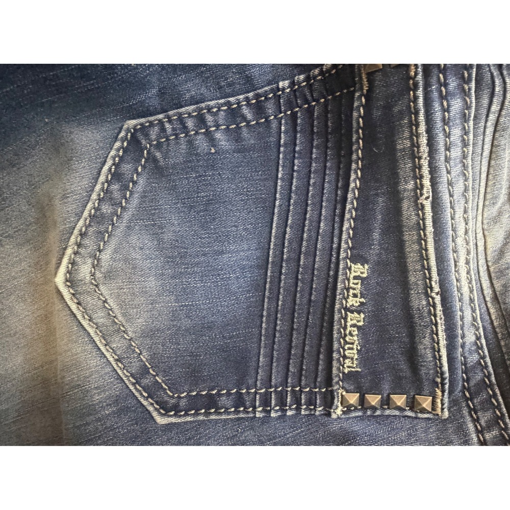 Rock by Rock Revival Devon Skinny Jeans Blue Stretch Moto Frayed Hem Size 29 - Picture 15 of 15